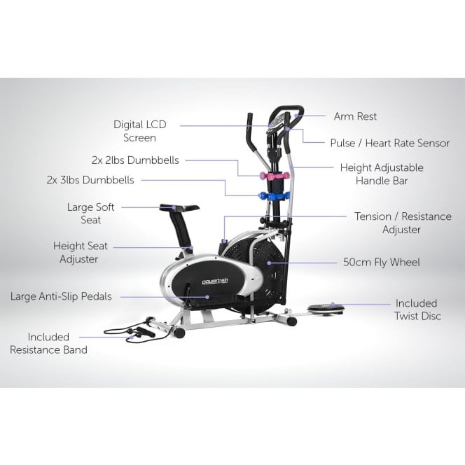 Powertrain 6-in-1 Elliptical Cross Trainer Bike with Weights and Twist Disc Image 2
