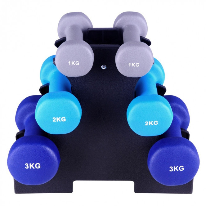 Everfit 6 Piece 12kg Dumbbell Weights Set with Stand Image 3