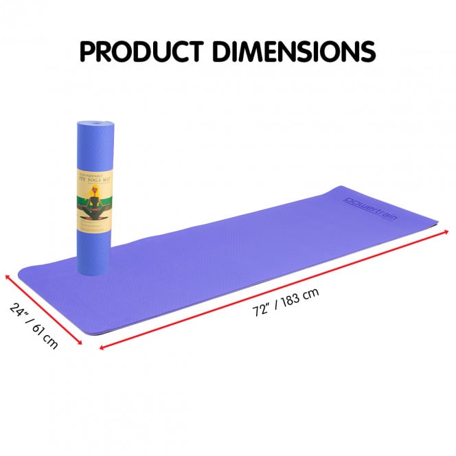 Powertrain TPE Pilates Exercise Yoga Mat 8mm - Light Purple Image 2