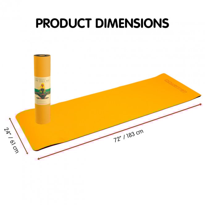 Powertrain TPE Pilates Exercise Yoga Mat 8mm - Orange Image 2