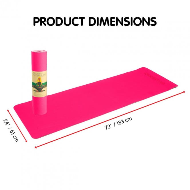 Powertrain Eco-Friendly TPE Pilates Exercise Yoga Mat 8mm - Pink Image 3