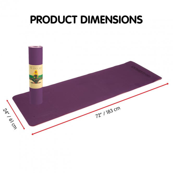 Powertrain Eco-Friendly TPE Pilates Exercise Yoga Mat 8mm - Dark Purple Image 2