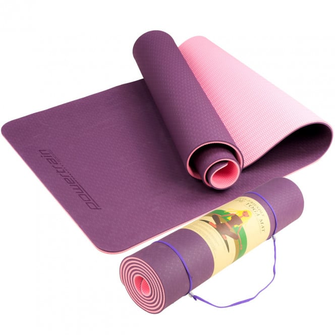 Powertrain Eco-Friendly TPE Pilates Exercise Yoga Mat 8mm - Dark Purple