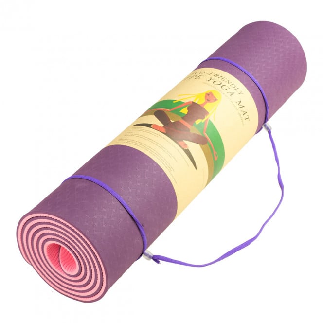 Powertrain Eco-Friendly TPE Pilates Exercise Yoga Mat 8mm - Dark Purple Image 5