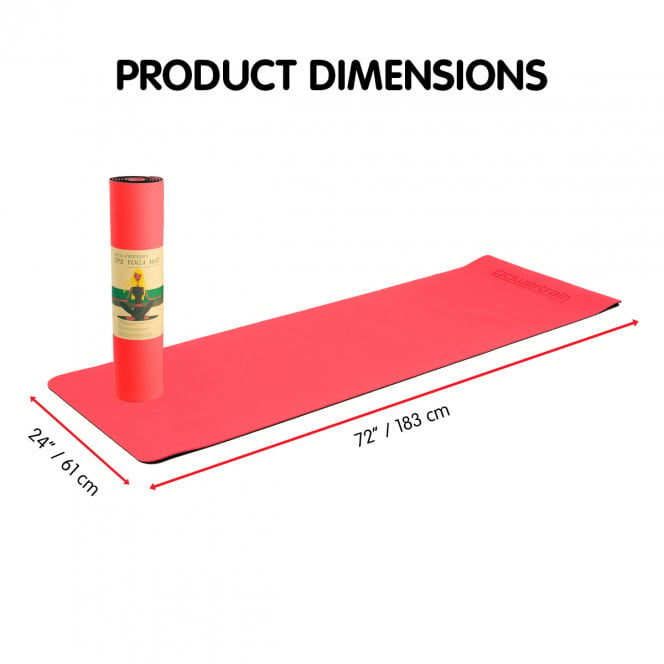 Powertrain Eco-Friendly TPE Pilates Exercise Yoga Mat 8mm - Red Image 2