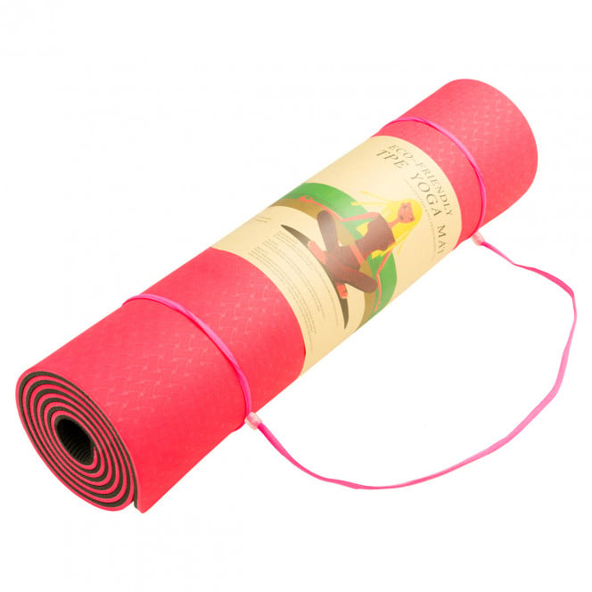 Powertrain Eco-Friendly TPE Pilates Exercise Yoga Mat 8mm - Red Image 5