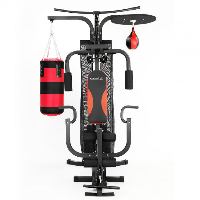 Powertrain Home Gym Multi Station with 110lb Weights, Boxing Punching Bag, and Speed Bag Image 3