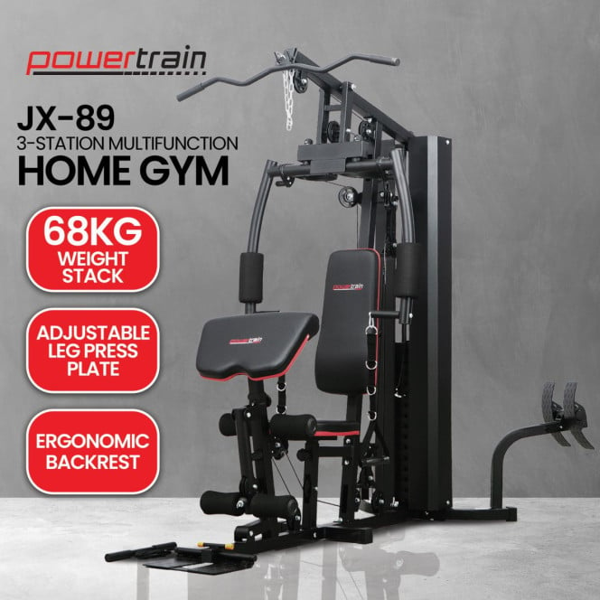 Powertrain JX-89 Multi Station Home Gym 68kg Weight Cable Machine Image 2
