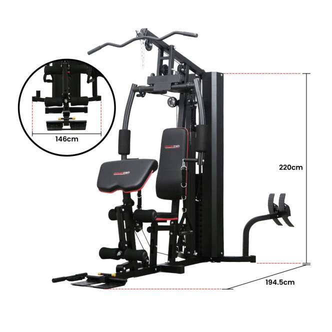 Powertrain JX-89 Multi Station Home Gym 68kg Weight Cable Machine Image 4