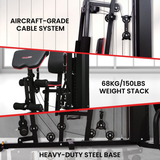 Powertrain JX-89 Multi Station Home Gym 68kg Weight Cable Machine Image 5