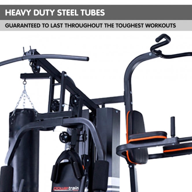 Powertrain Multi Station Home Gym 158lb Weights Punching Bag Image 6
