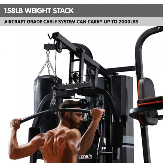 Powertrain Multi Station Home Gym 158lb Weights Punching Bag Image 8