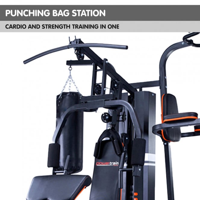 Powertrain Multi Station Home Gym 158lb Weights Punching Bag Image 9