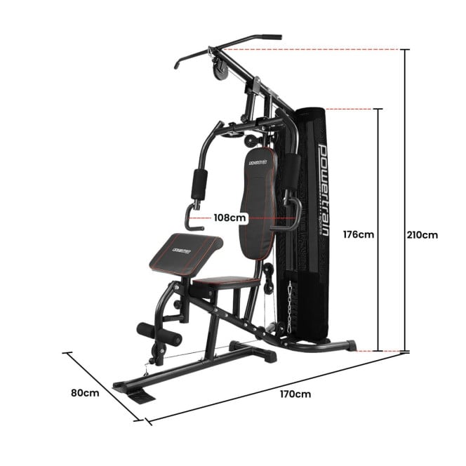 Powertrain Multi Station Home Gym with 68kg Weights Preacher Curl Pad Image 4