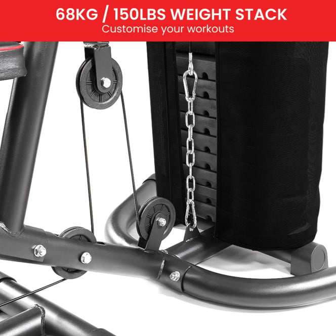 Powertrain Multi Station Home Gym with 68kg Weights Preacher Curl Pad Image 7