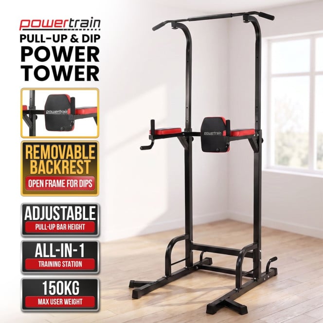 Powertrain J06 Multi-Function Power Tower Pull Up Chin Up Dip Station Heavy Duty Home Gym Strength Training Equipment Image 2