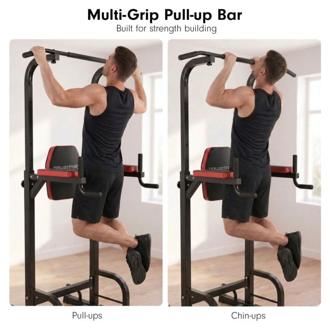 Powertrain J06 Multi-Function Power Tower Pull Up Chin Up Dip Station Heavy Duty Home Gym Strength Training Equipment Image 16