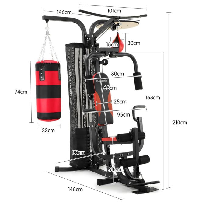 Powertrain Home Gym Multi Station with 110lb Weights, Boxing Punching Bag, and Speed Bag Image 3