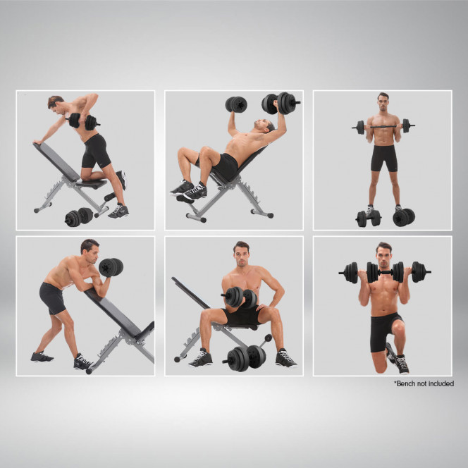 Powertrain 20kg Home Gym Adjustable Dumbbell and Barbell Set - Black Image 7
