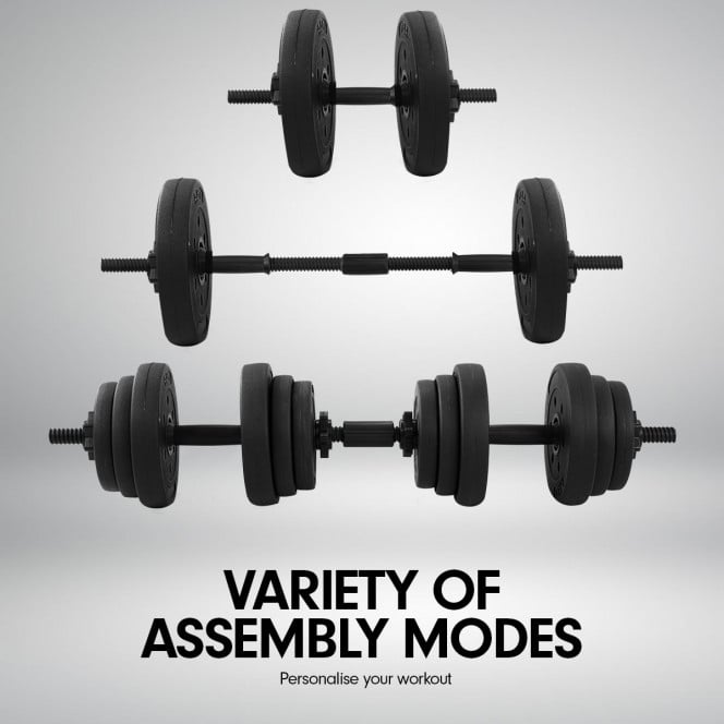Powertrain 20kg Home Gym Adjustable Dumbbell and Barbell Set - Black Image 8