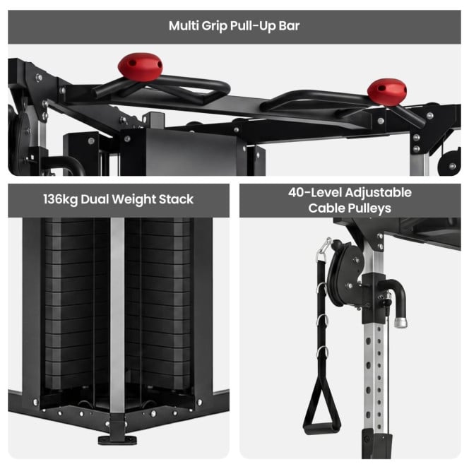 Powertrain Home Gym Station Functional Trainer Cable Power Rack 136kg Weight Stack Image 5