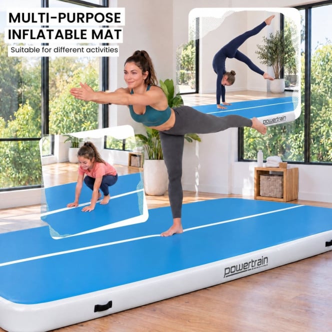 Air Track Powertrain 3m x 1m Inflatable Tumbling Gymnastics Mat - Blue White Image 7