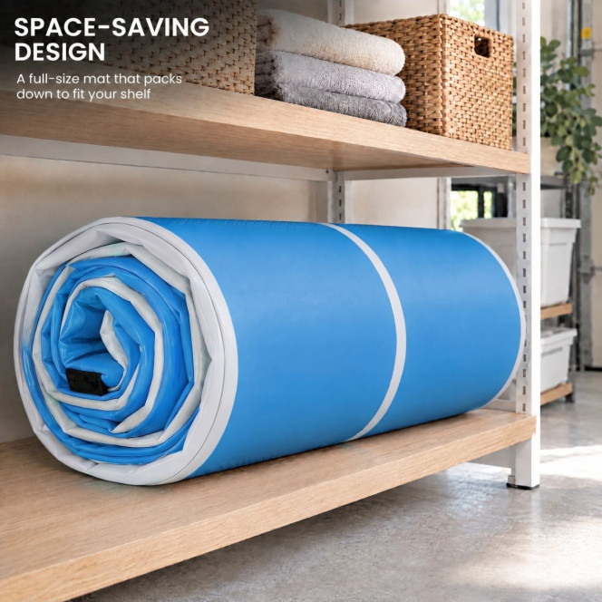 Powertrain 3m x 1m Air Track 20cm Thick Gymnastics Exercise Tumbling Mat in Blue White with Electric Pump Image 11