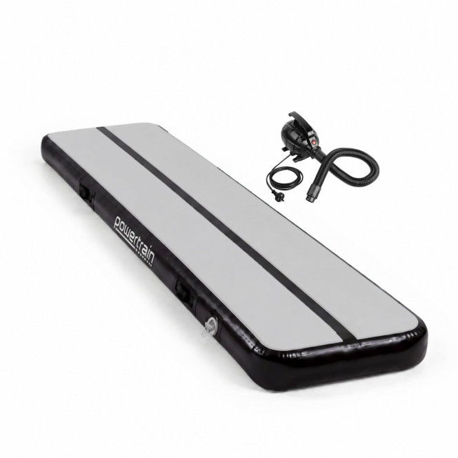 Powertrain 3m x 1m Inflatable Air Track 20cm Thick Gymnastics Exercise Tumbling Mat in Grey Black with Electric Pump Image 2