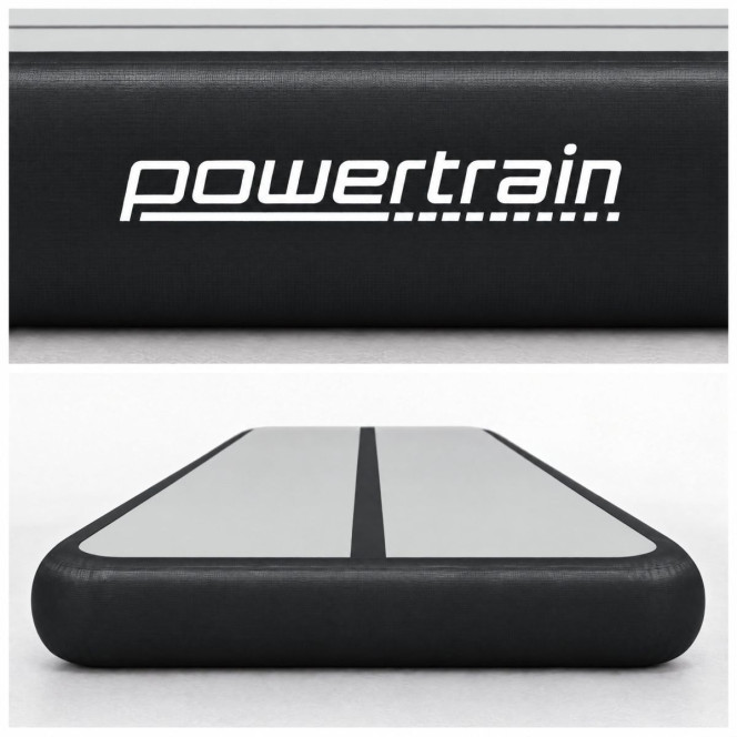Powertrain 3m x 1m Inflatable Air Track 20cm Thick Gymnastics Exercise Tumbling Mat in Grey Black with Electric Pump Image 5