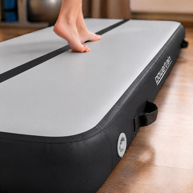 Powertrain 3m x 1m Inflatable Air Track 20cm Thick Gymnastics Exercise Tumbling Mat in Grey Black with Electric Pump Image 13