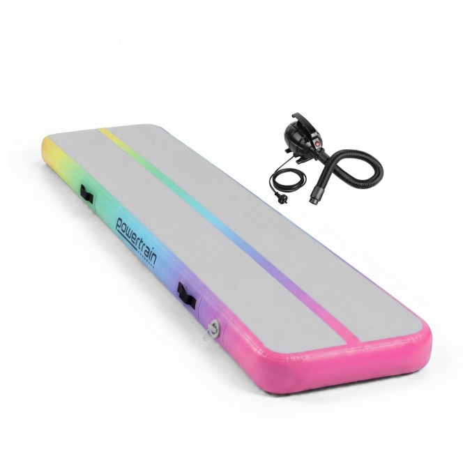 Powertrain 3m x 1m Inflatable Air Track 20cm Thick Gymnastics Exercise Tumbling Mat in Rainbow with Electric Pump Image 2