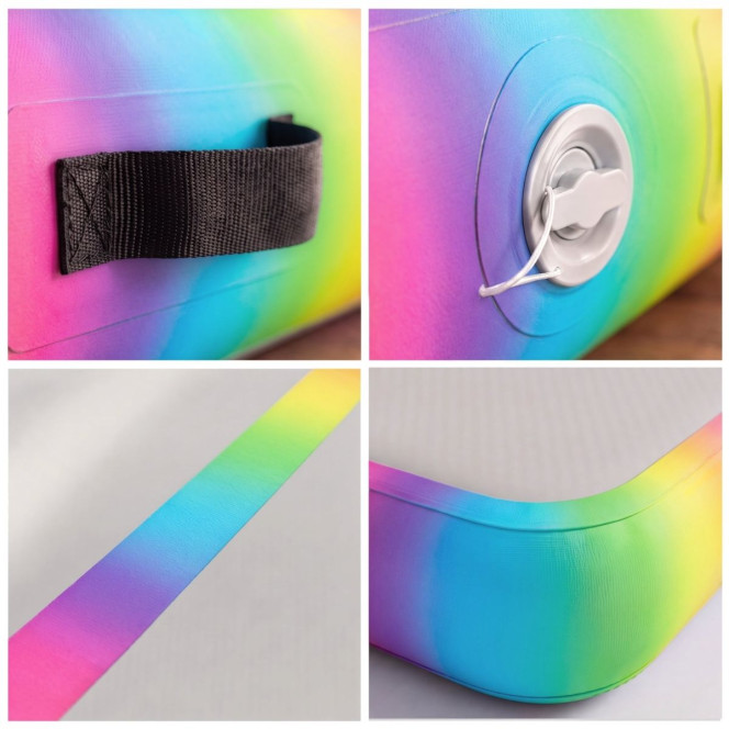 Powertrain 3m x 1m Inflatable Air Track 20cm Thick Gymnastics Exercise Tumbling Mat in Rainbow with Electric Pump Image 4