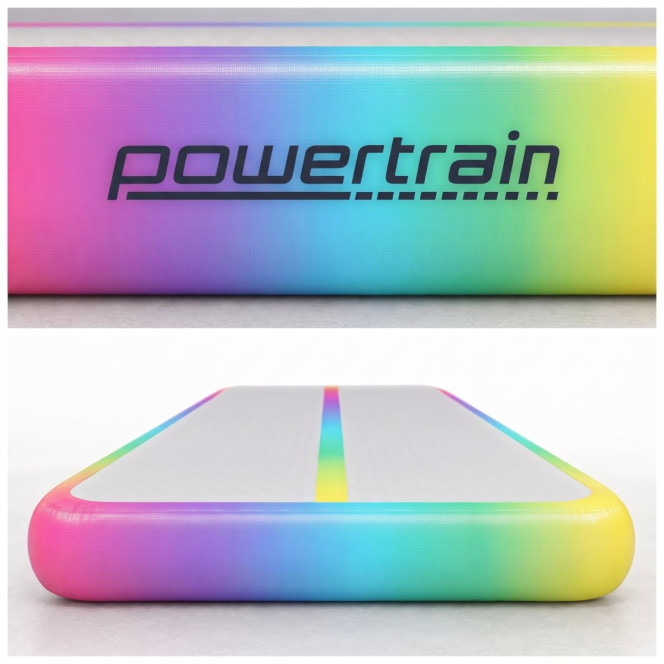 Powertrain 3m x 1m Inflatable Air Track 20cm Thick Gymnastics Exercise Tumbling Mat in Rainbow with Electric Pump Image 5