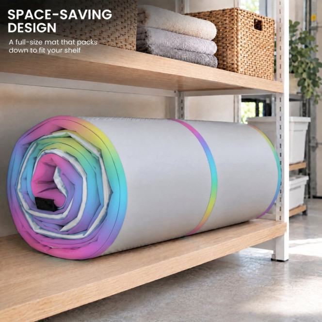 Powertrain 3m x 1m Inflatable Air Track 20cm Thick Gymnastics Exercise Tumbling Mat in Rainbow with Electric Pump Image 11