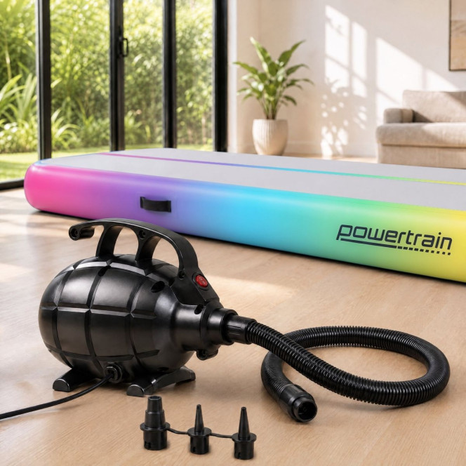 Powertrain 3m x 1m Inflatable Air Track 20cm Thick Gymnastics Exercise Tumbling Mat in Rainbow with Electric Pump Image 15
