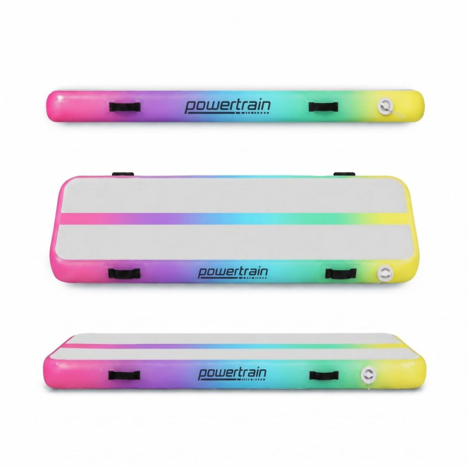 Powertrain 3m x 1m Inflatable Air Track 20cm Thick Gymnastics Exercise Tumbling Mat in Rainbow with Electric Pump Image 16