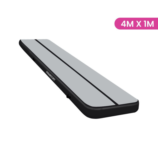 Powertrain 4m x 1m Air Track Inflatable Gymnastics Mat - Grey Black Image 3