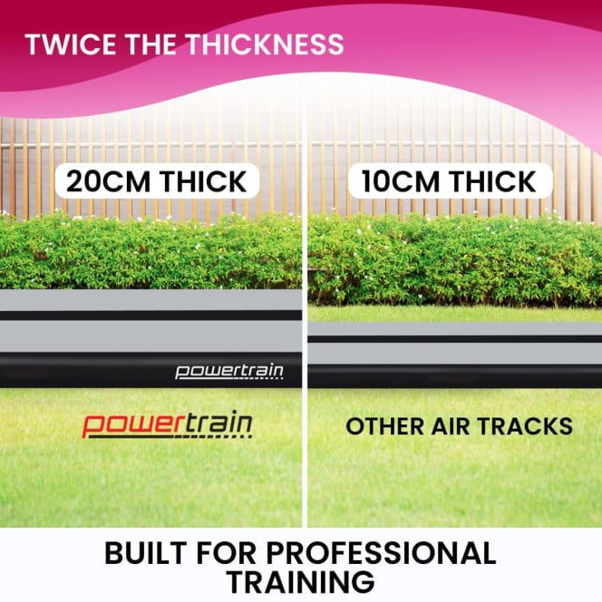 Powertrain 4m x 1m Air Track Inflatable Gymnastics Mat - Grey Black Image 7