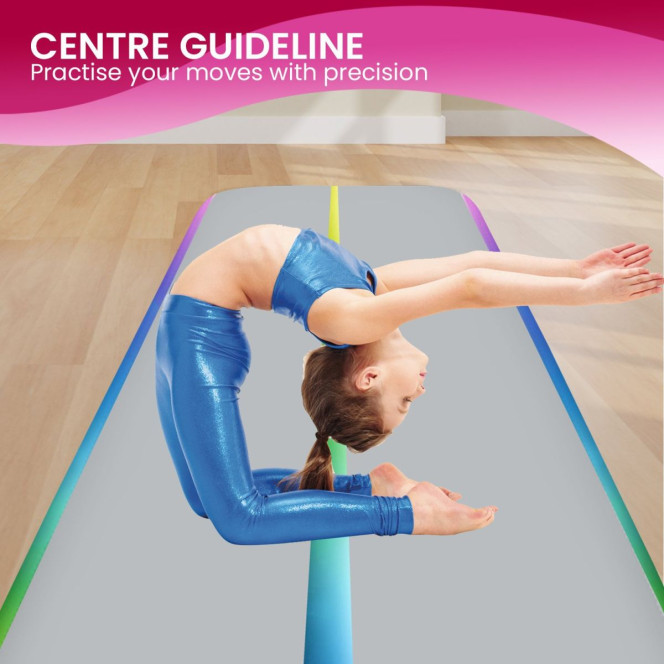 Air Track 4m x 1m x 20cm Inflatable Tumbling Gymnastics Mat - Rainbow Image 10
