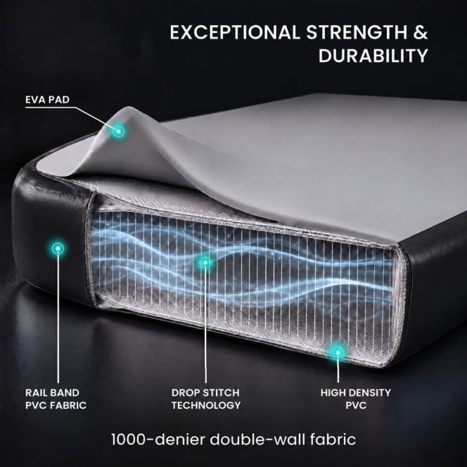 Air Track Powertrain 4m x 2m Gymnastics Mat Tumbling Exercise - Grey Black Image 6