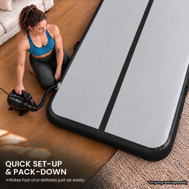 Air Track Powertrain 4m x 2m Gymnastics Mat Tumbling Exercise - Grey Black Image 8