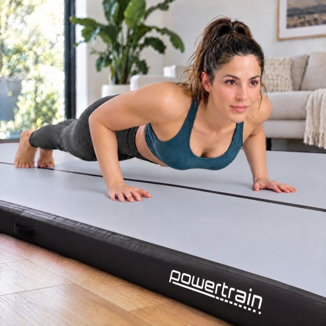Air Track Powertrain 4m x 2m Gymnastics Mat Tumbling Exercise - Grey Black Image 14