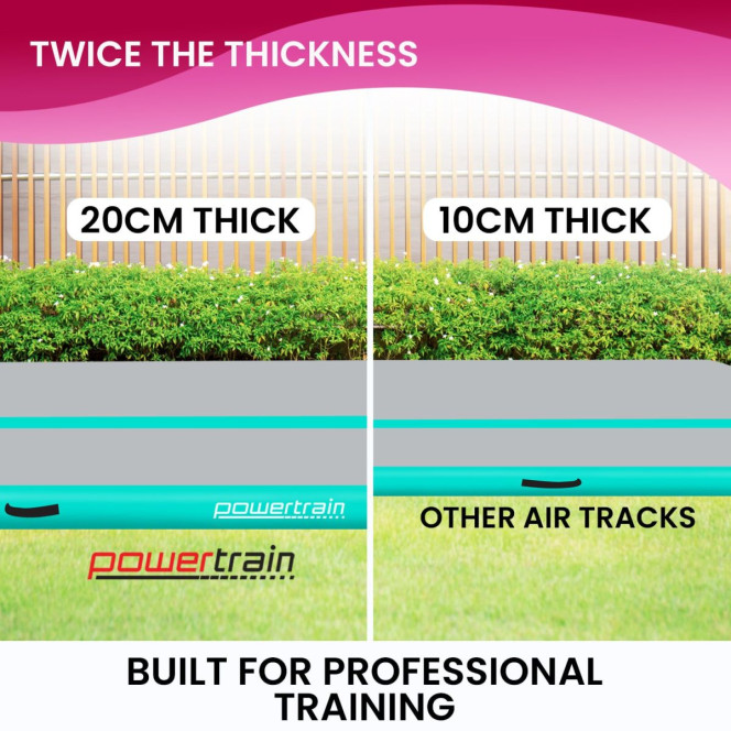Powertrain 4m x 2m Airtrack Tumbling Mat Gymnastics Exercise Air Track with Pump Image 7