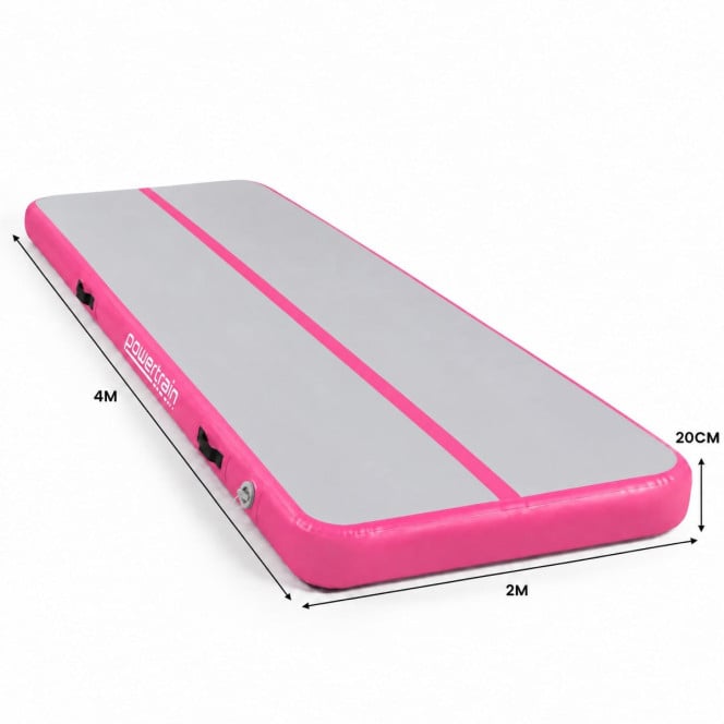 Air Track Powertrain 4m x 2m Gymnastics Mat Tumbling Exercise - Grey Pink Image 3
