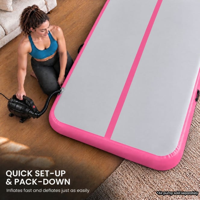 Air Track Powertrain 4m x 2m Gymnastics Mat Tumbling Exercise - Grey Pink Image 8