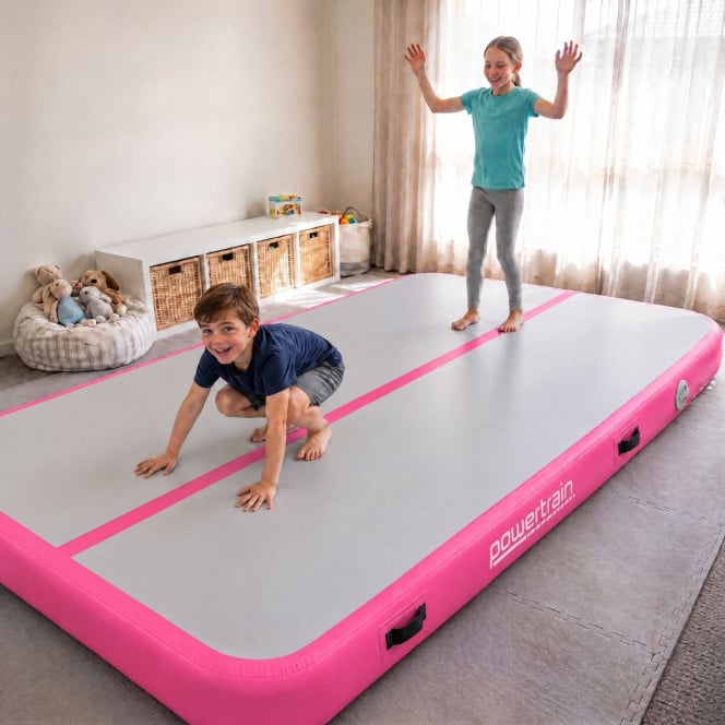 Air Track Powertrain 4m x 2m Gymnastics Mat Tumbling Exercise - Grey Pink Image 12