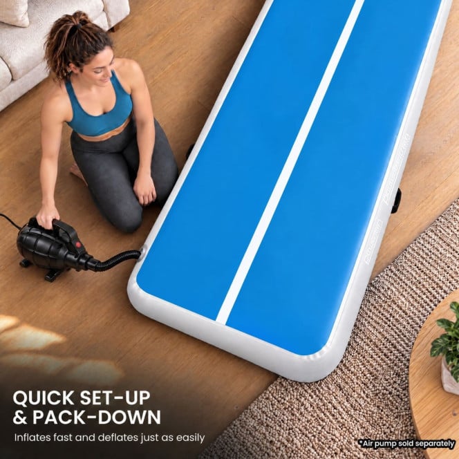 Air Track Powertrain 6m x 1m Inflatable Tumbling Gymnastics Mat - Blue White Image 8