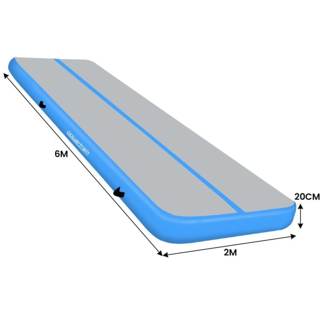 Air Track Powertrain 6m x 2m Gymnastics Mat Tumbling Exercise - Grey Blue Image 3