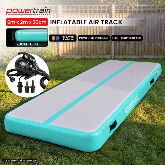 Air Track Powertrain 6m x 2m Gymnastics Mat Tumbling Exercise - Grey Green
