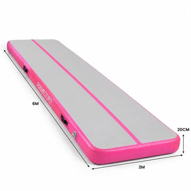Air Track Powertrain 6m x 2m Gymnastics Mat Tumbling Exercise - Grey Pink Image 3